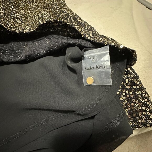 Calvin Klein Gold Sequin Drape Cowl Neck Sleeveless Top Plus Size 1X - Picture 7 of 8